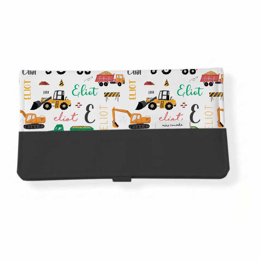 Protège-carnet de santé | Machinerie et tracteur vert prénom répétitif