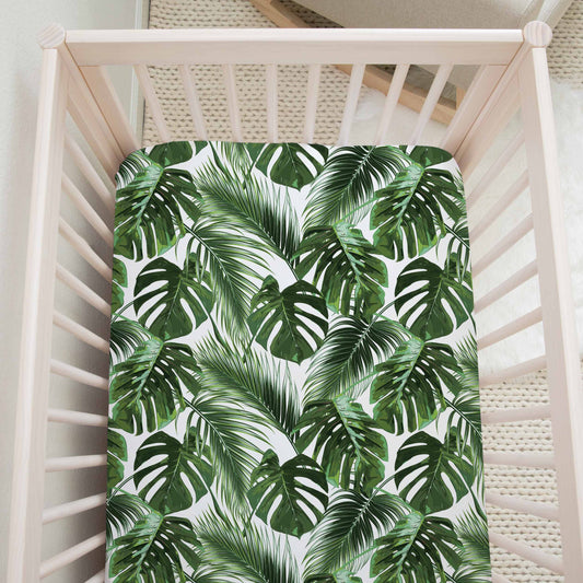 Drap contour pour bassinette | Safari Jungle | Feuillage uni