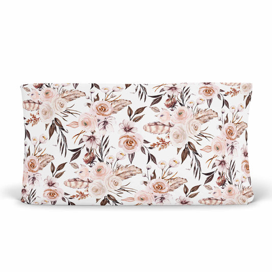 Housse pour matelas à langer | Fleurs latté