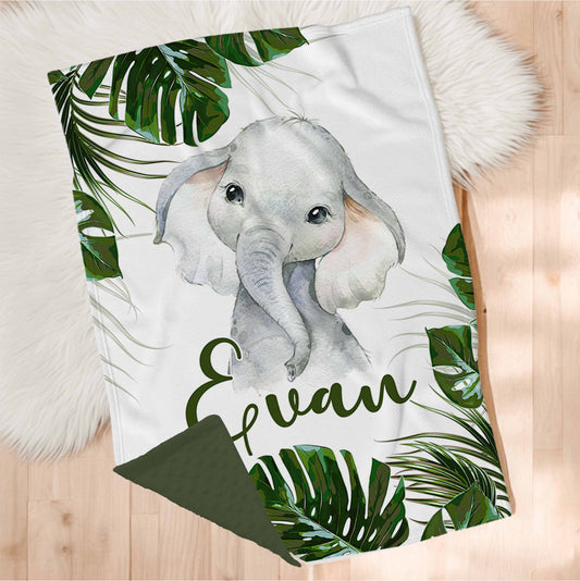 Couverture en minky personnalisée | Safari Jungle animal au choix