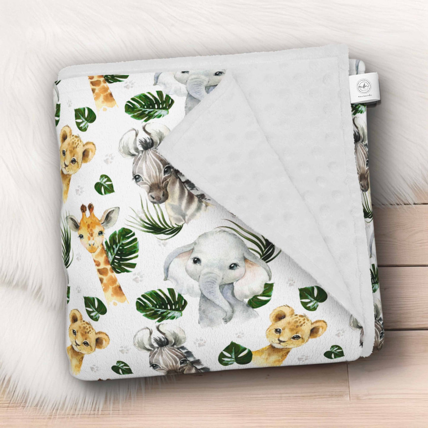 Couverture en minky | Safari Jungle Petits Animaux d'Afrique