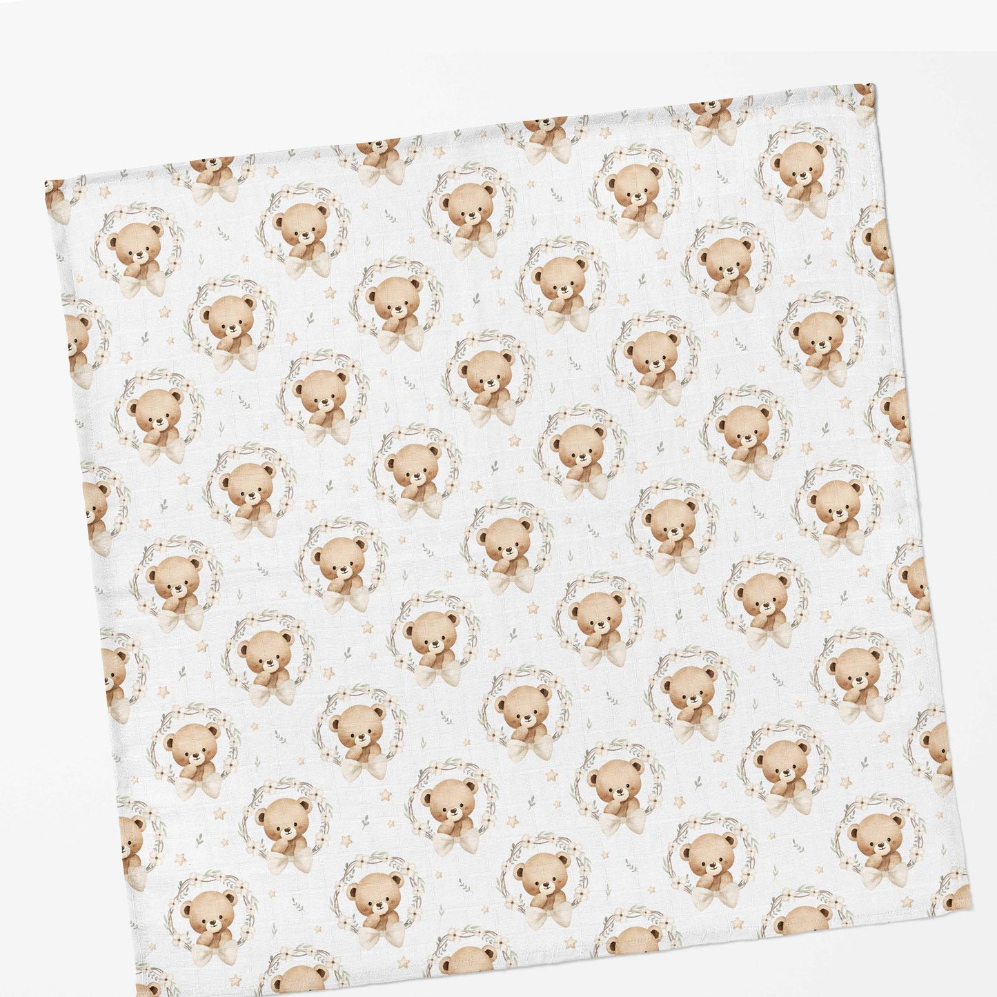 Couverture en mousseline de bambou | Rêve d'ourson fleuri