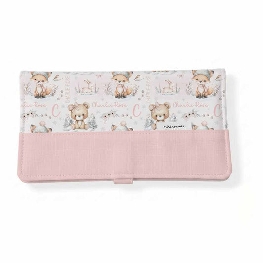 Protège-carnet de santé | Renard rosé et ourson prénom répétitif
