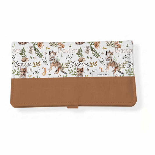 Protège-carnet de santé | Forêt enchantée fond blanc prénom répétitif
