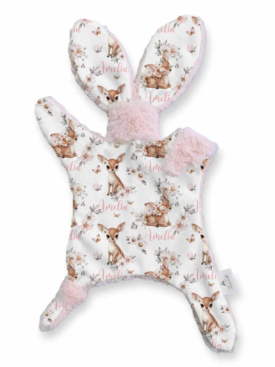 Lapinou personnalisé | Biche et papillons prénom répétitif