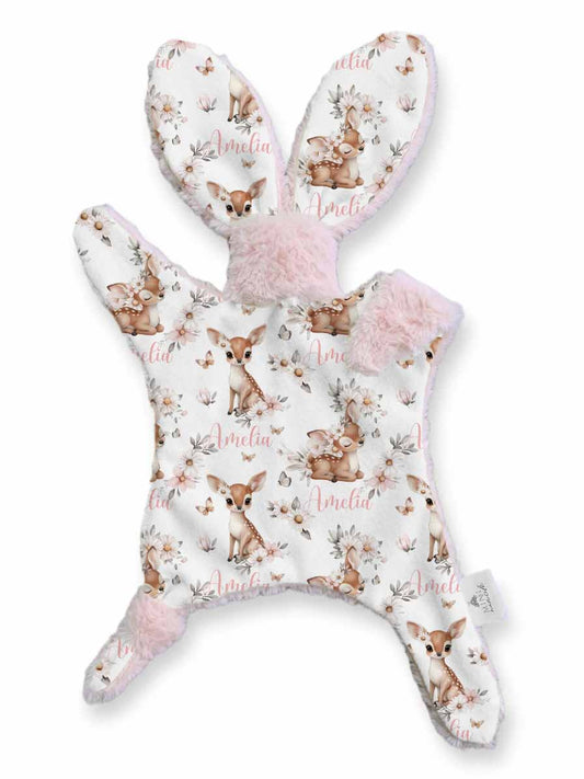 Lapinou personnalisé | Biche et papillons prénom répétitif