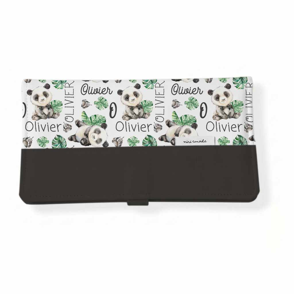 Protège-carnet de santé | Panda et feuillage prénom répétitif