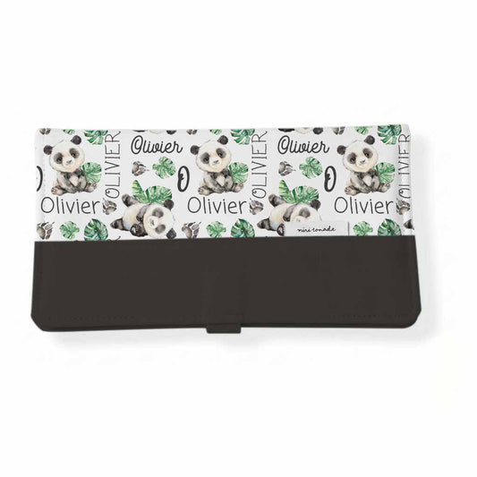 Protège-carnet de santé | Panda et feuillage prénom répétitif