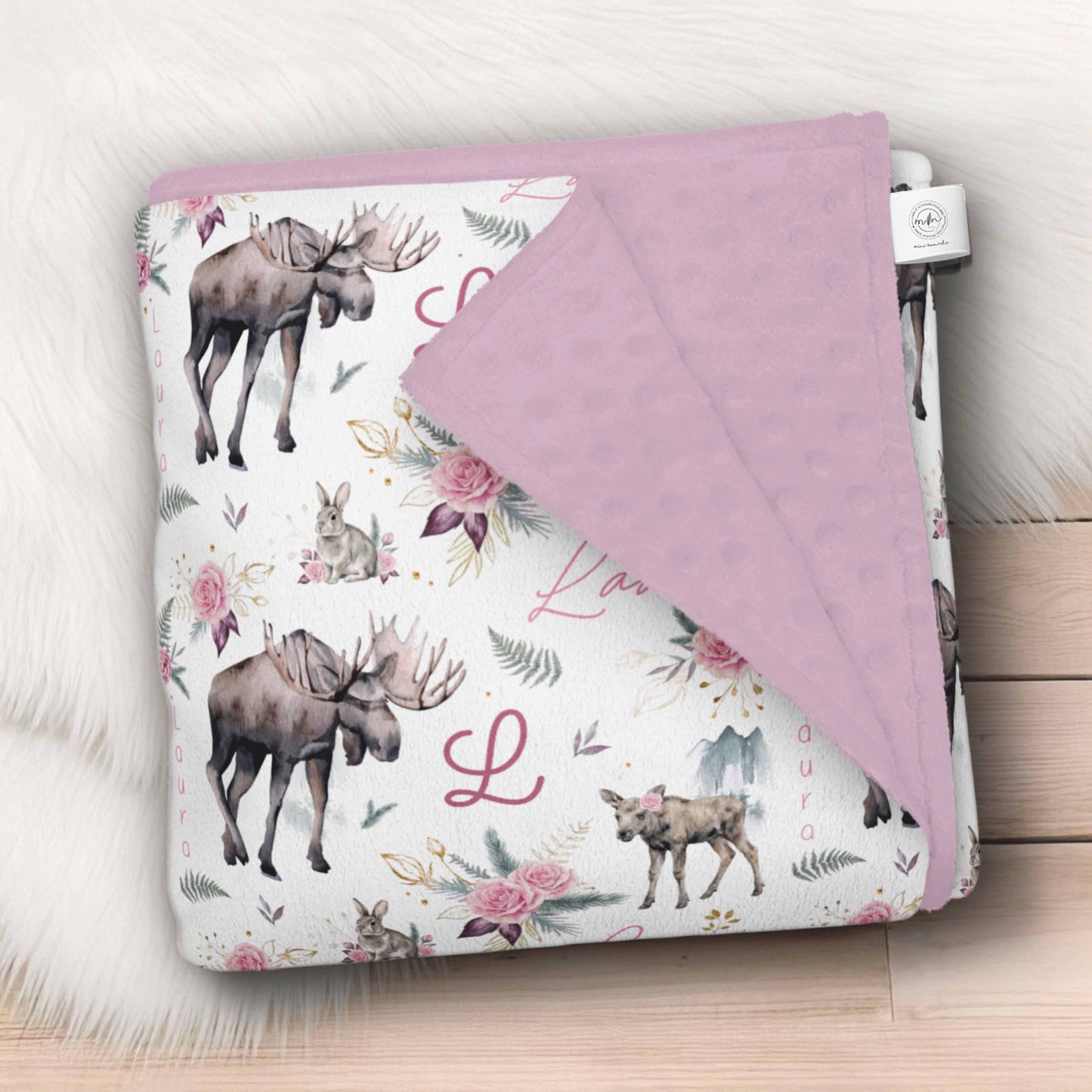 Couverture en minky personnalisée | Princesse des bois prénom répétitif