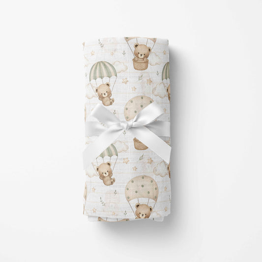 Couverture en mousseline de bambou | Rêve d'ourson parachute