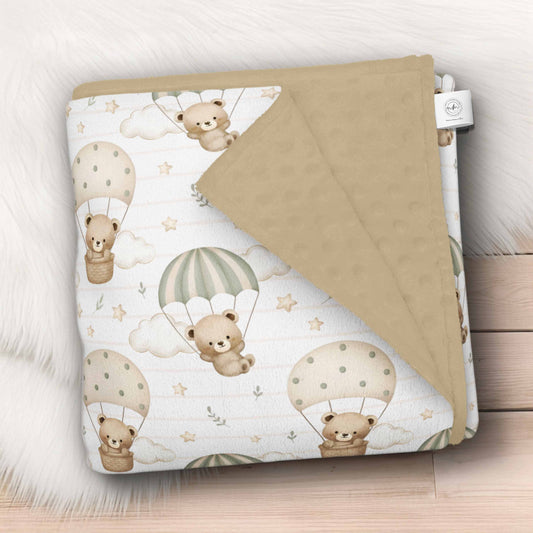 Couverture en minky | Rêve d'ourson parachute