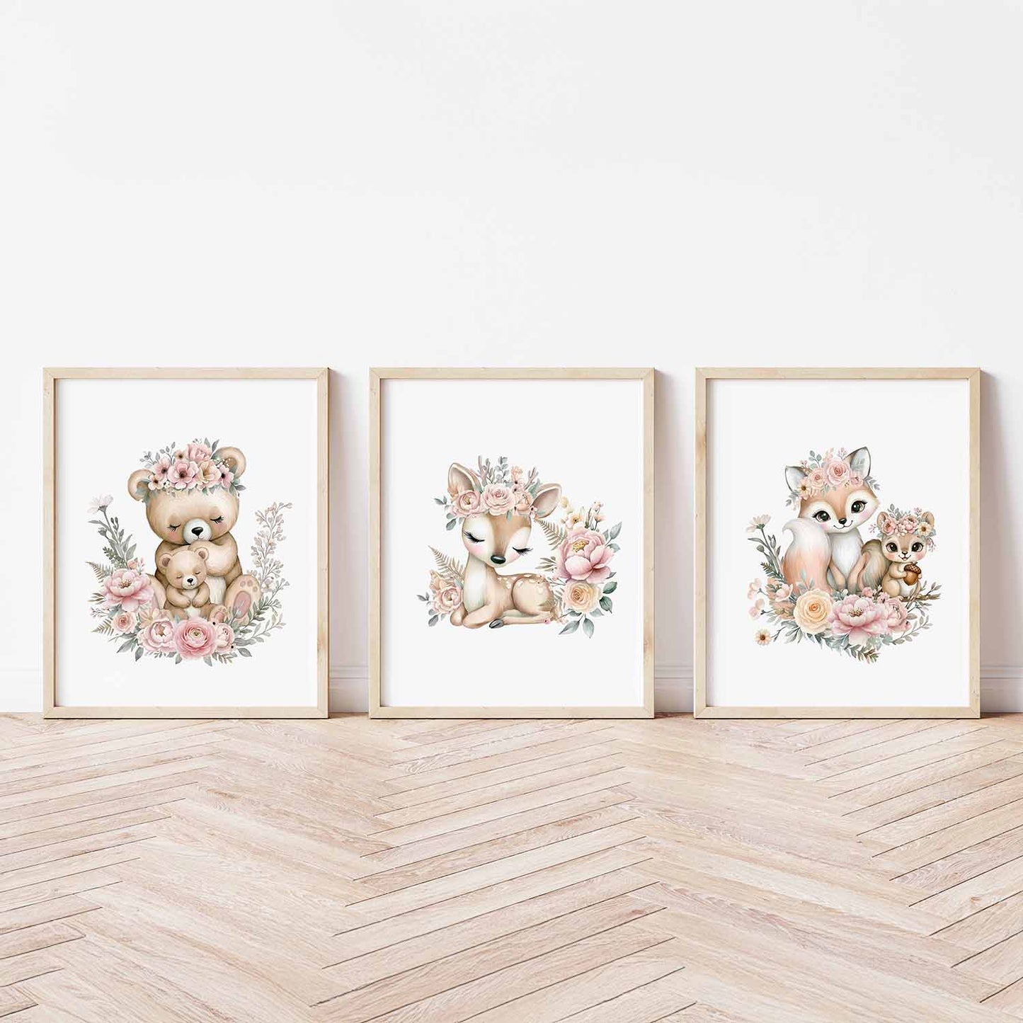 Ensemble de trois affiches numériques  | Douce Forêt trio d'animaux