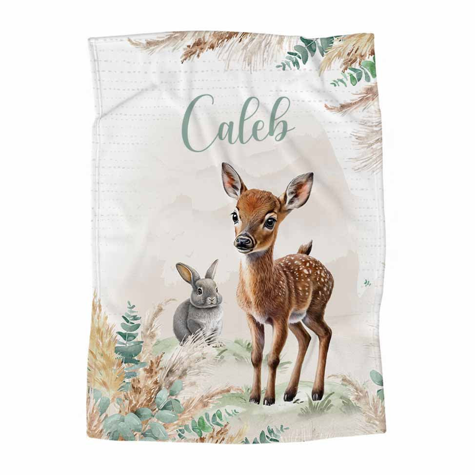 Couverture en minky personnalisée | Daim et Blé en panneau
