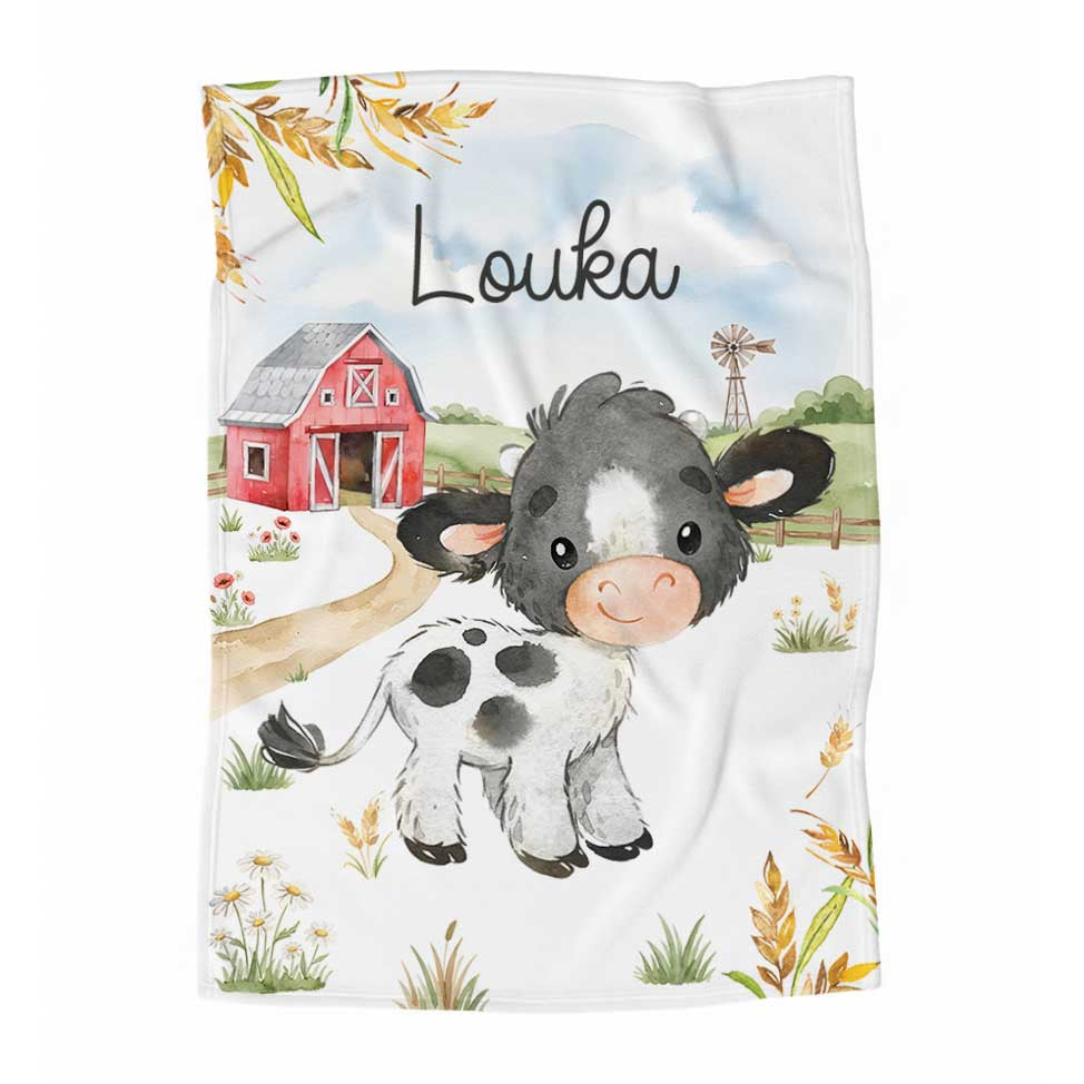Couverture en minky personnalisée | Ballade à la ferme animal au choix