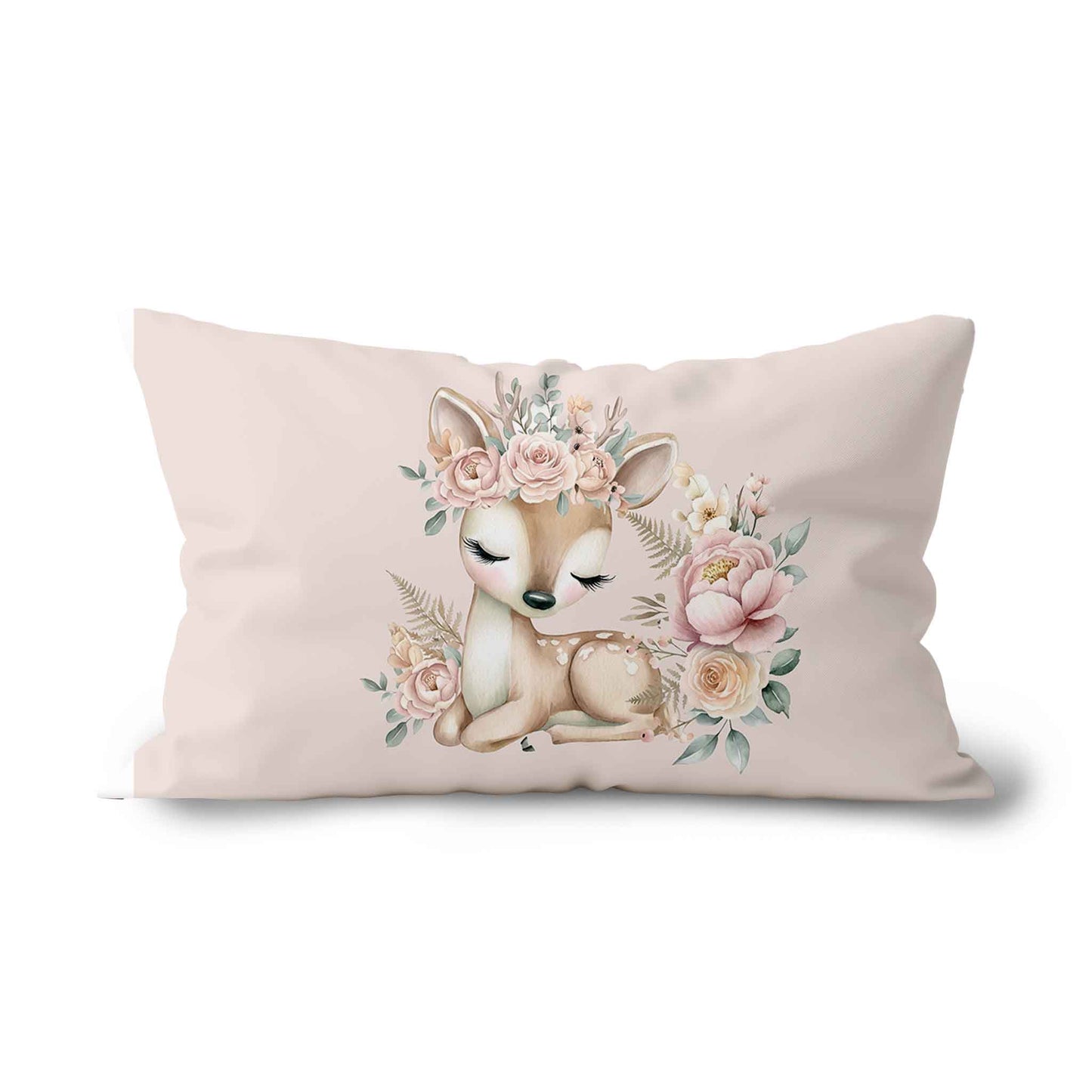 Couvre-oreiller standard | Biche Douce Forêt fond rose