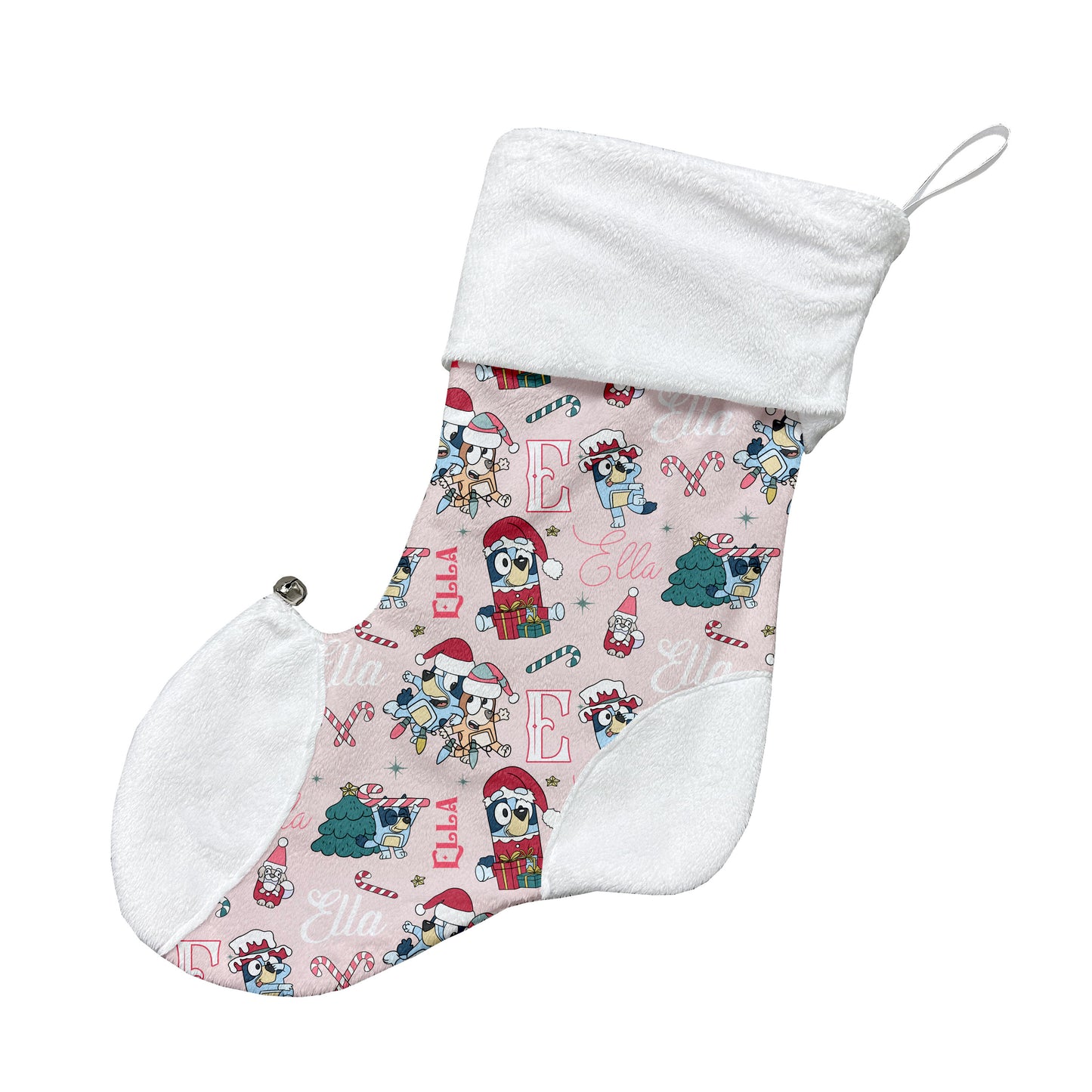 Bas de Noël | Bluey rose de Noël prénom répétitif