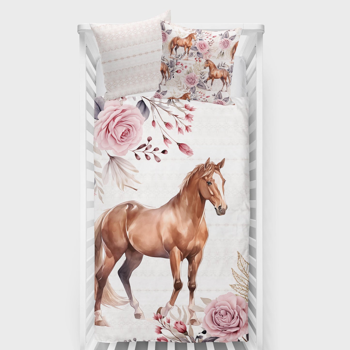 Couverture pour bassinette | Cheval Pastel Rose en Panneau