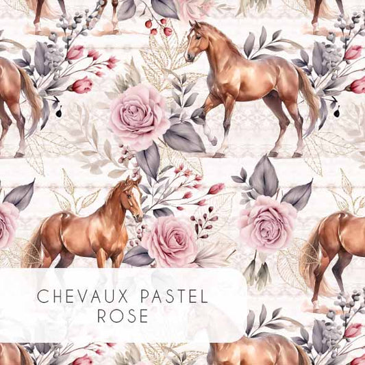 Tissu | Chevaux Pastel Rose