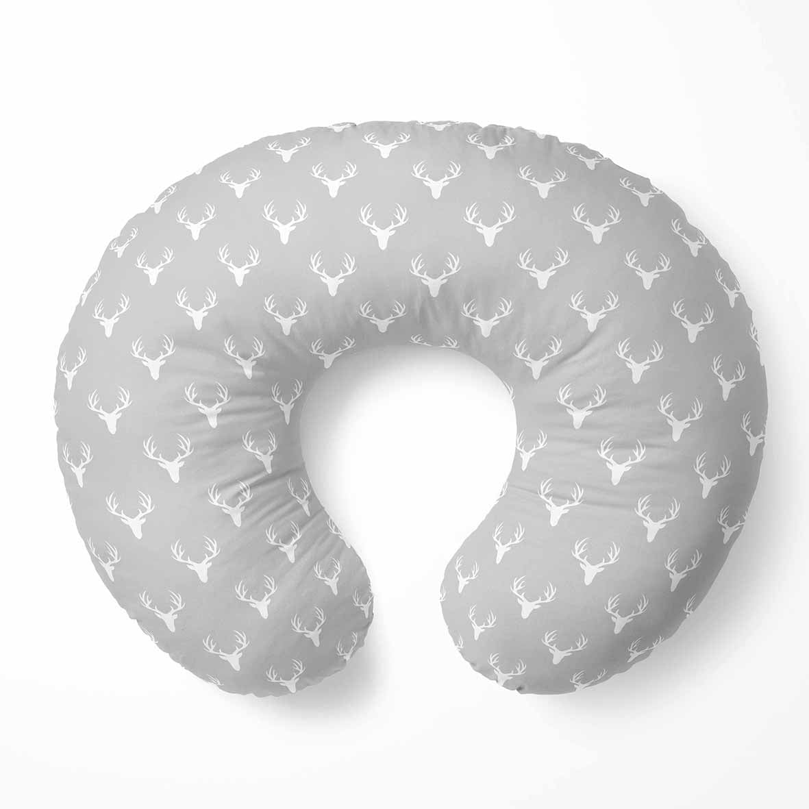 Coussin d'allaitement avec housse lavable | Chevreuils Gris et Blancs