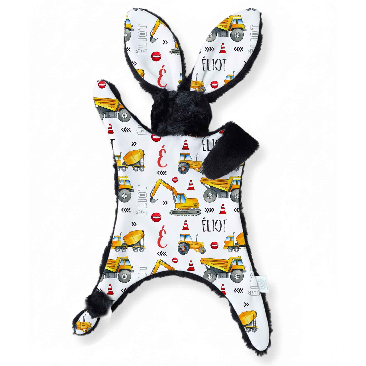 Lapinou personnalisé | Constrution Aquarelle Jaune prénom répétitif