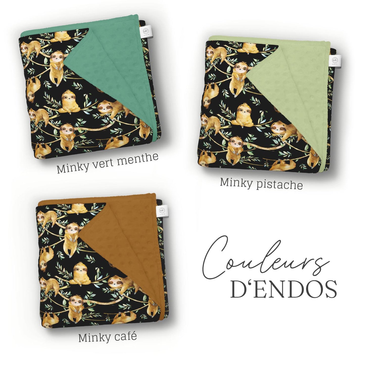 Doudou en minky | Vigne Paresseux fond noir