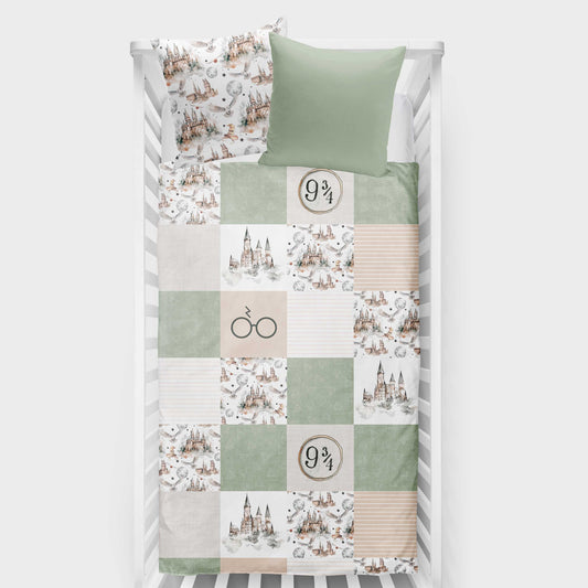 Couverture de bassinette | HP Château Magique Sauge Patchwork