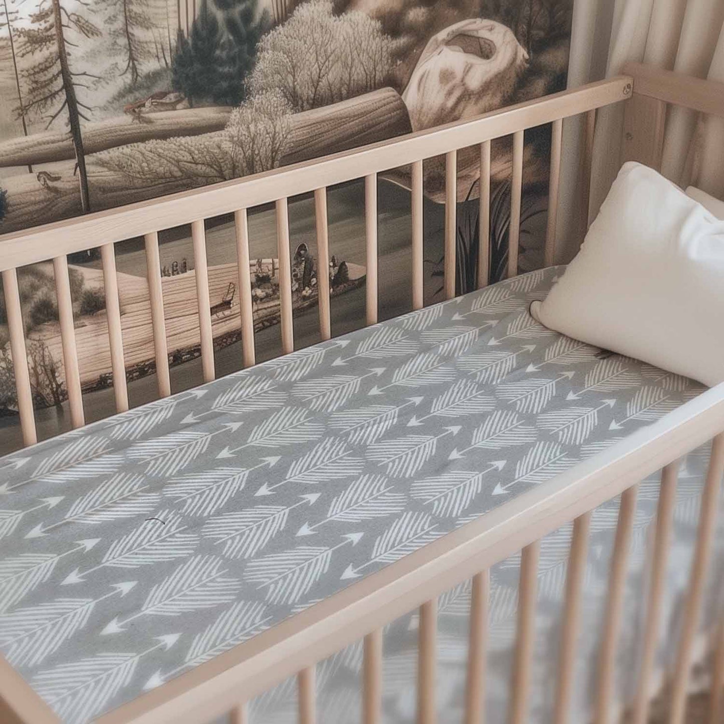 Drap contour pour bassinette | Fléchettes grises