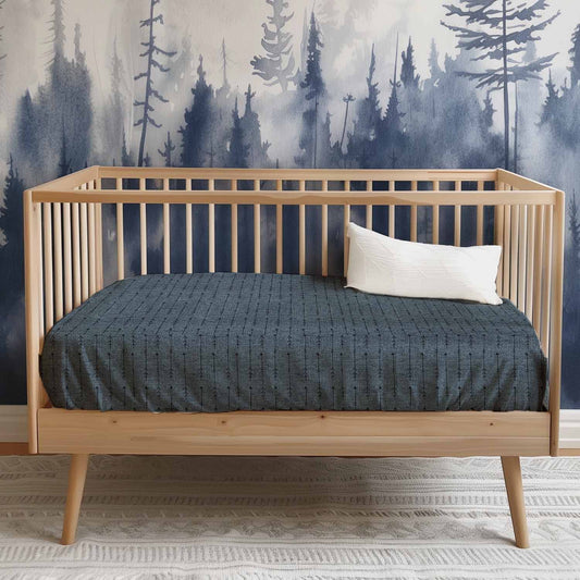 Drap contour pour bassinette | Flèches texturées bleu acier