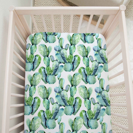 Drap contour pour bassinette | Cactus aquarelle