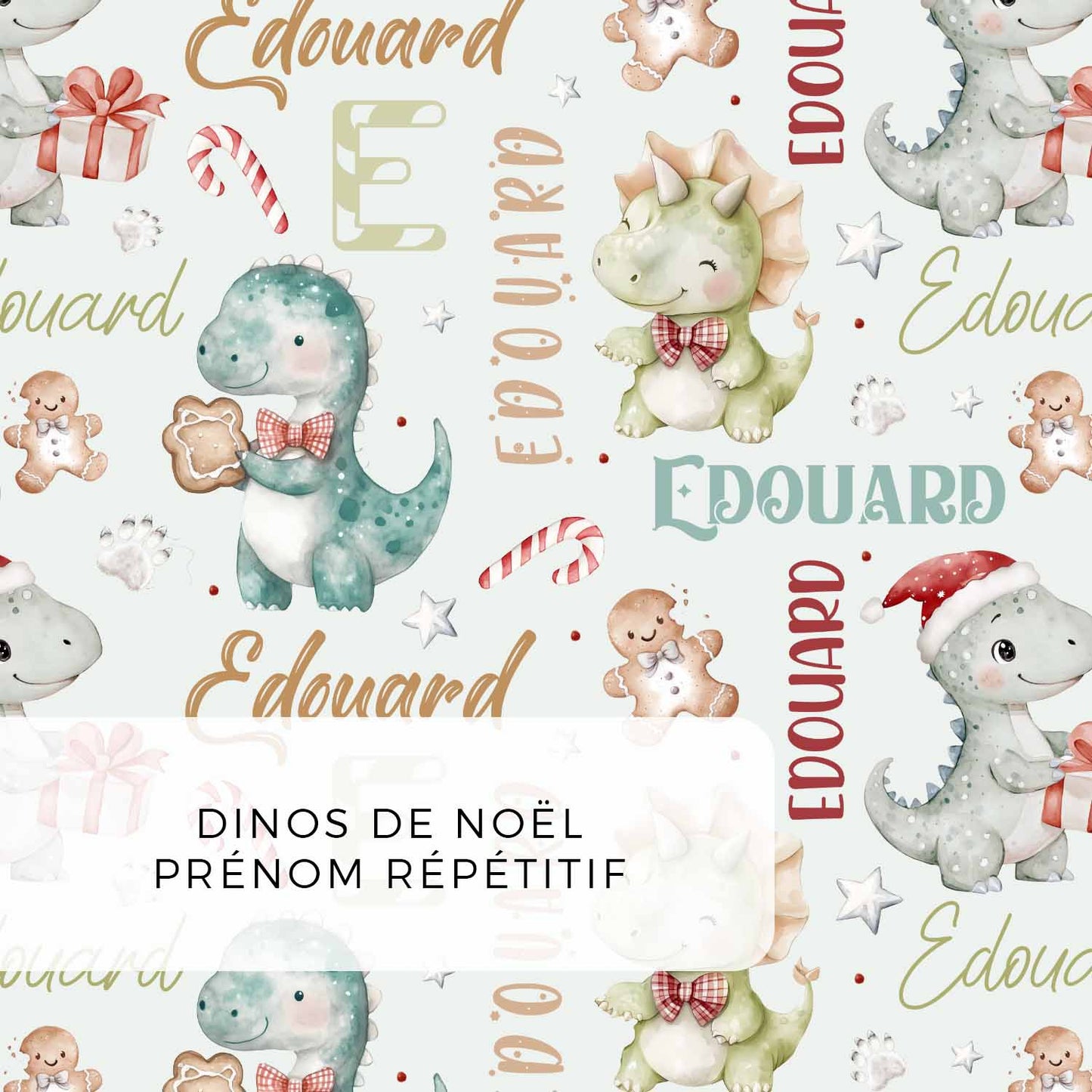 Couverture en minky | Dinos de Noël prénom répétitif