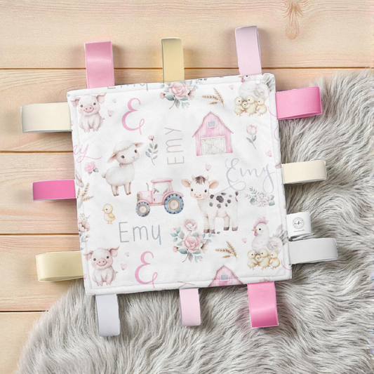 Doudou-étiquettes personnalisée | Prairie Rose prénom répétitif