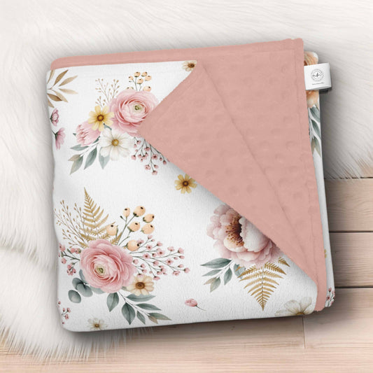 Couverture en minky | Fleuri Douce Forêt