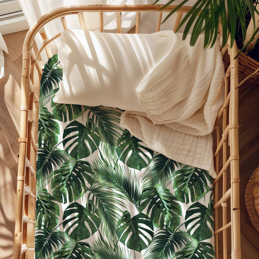 Drap contour pour bassinette | Safari Jungle | Feuillage uni