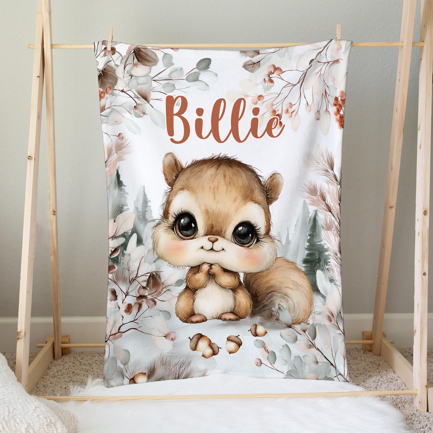 Couverture en minky personnalisée | Écureuil des bois