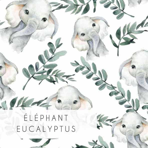 Couverture de lit simple | Éléphants Eucalyptus Gros Motif