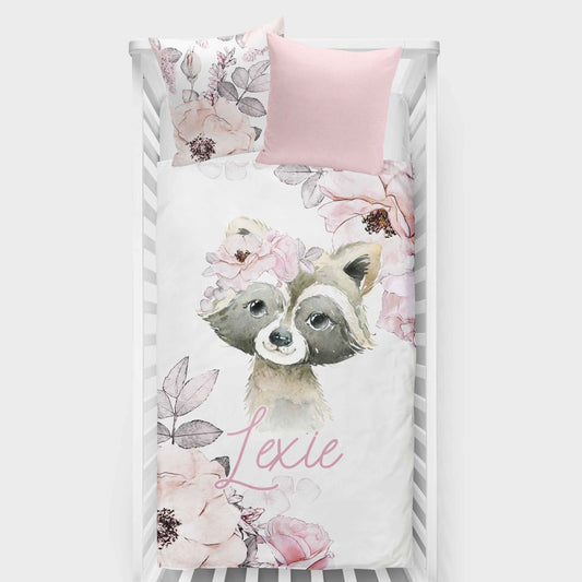 Couverture personnalisée | Animal au choix | Fleurs Saumon