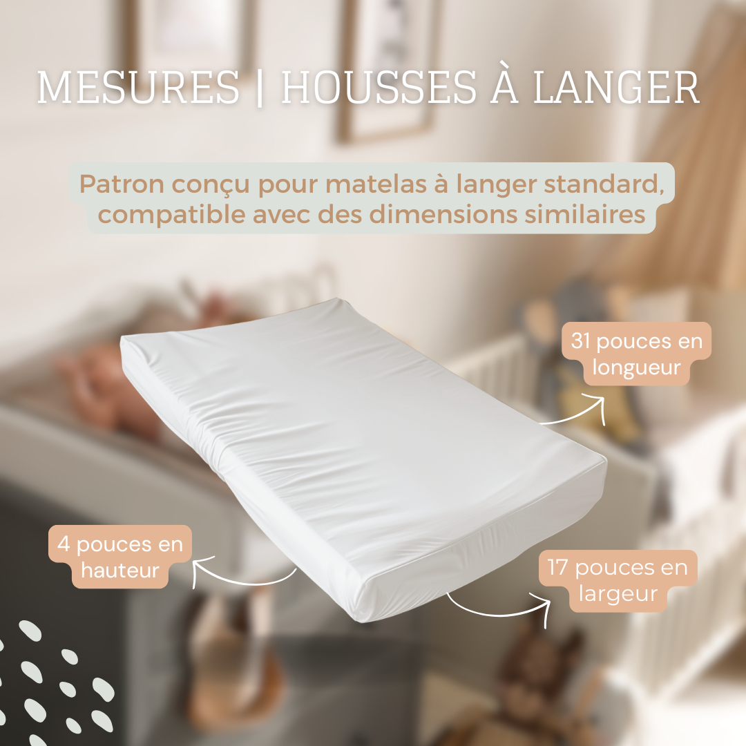 Housse de matelas à langer en coton | Basique | Sauge