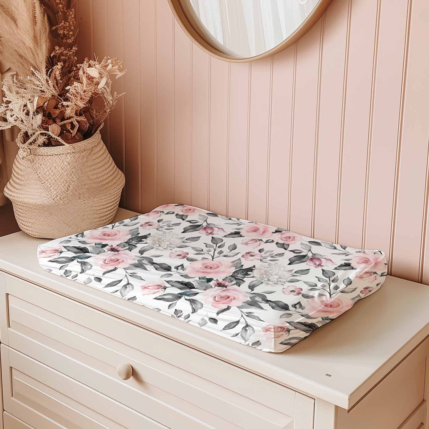 Housse pour matelas à langer | Petite rose