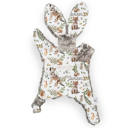 Lapinou personnalisé | Loup de la forêt enchantée prénom répétitif