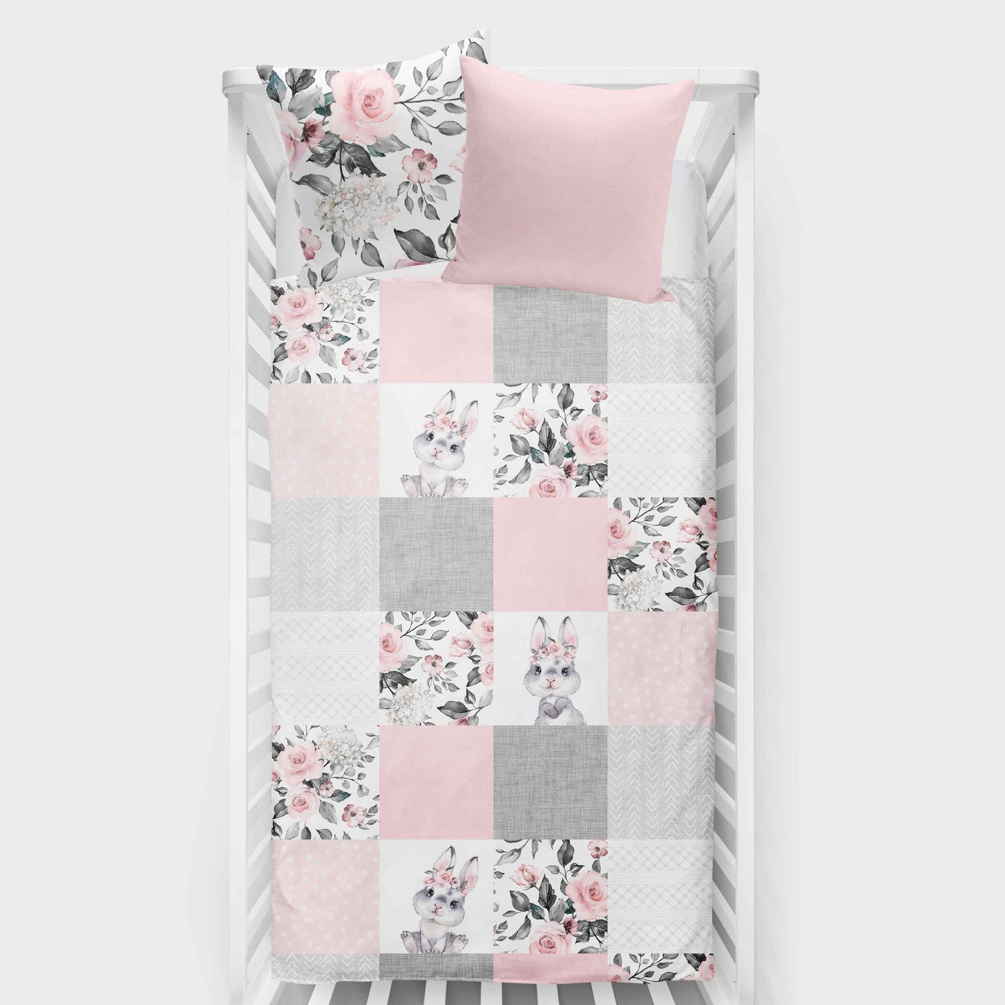 Couverture de bassinette | Lapin Patchwork Petite Rose