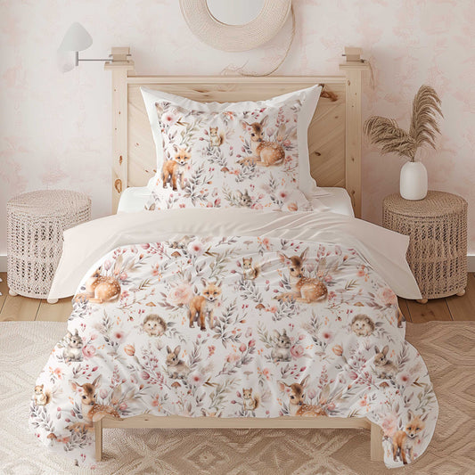 Couverture de lit simple | Forêt Rosée Gros motif