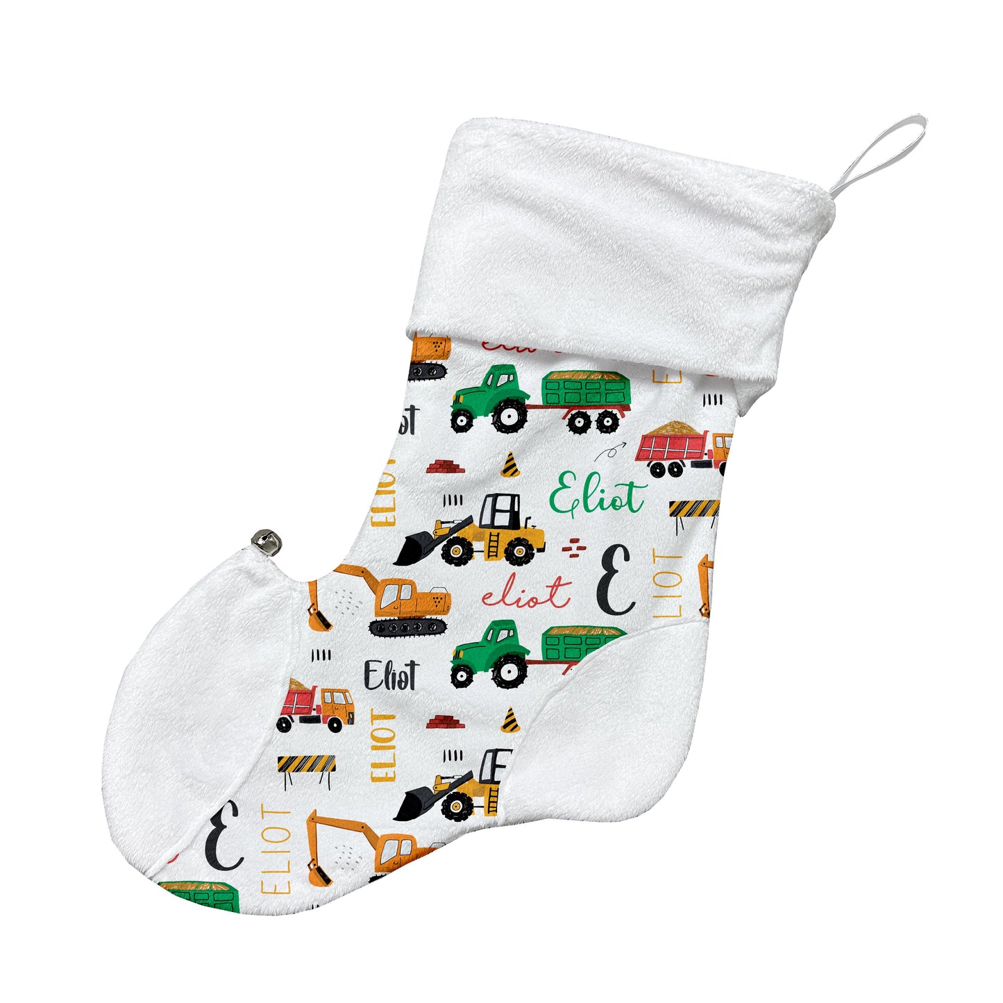 Bas de Noël | Machinerie et tracteurs verts prénom répétitif