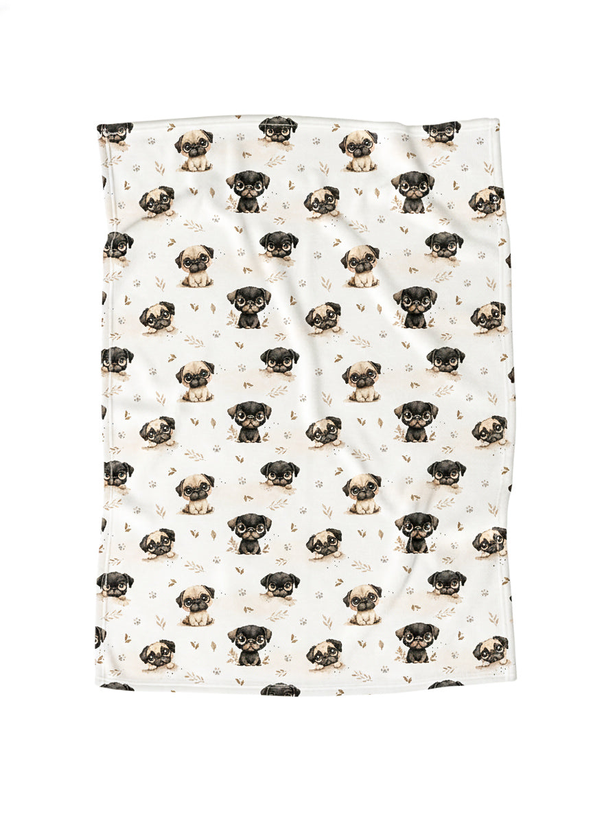 Doudou en minky | Mignons Pugs beige et noirs