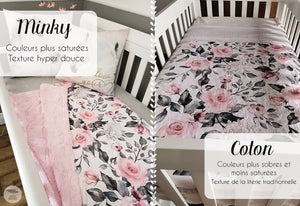 Couverture pour bassinette | Patchwork Fleurs Grises