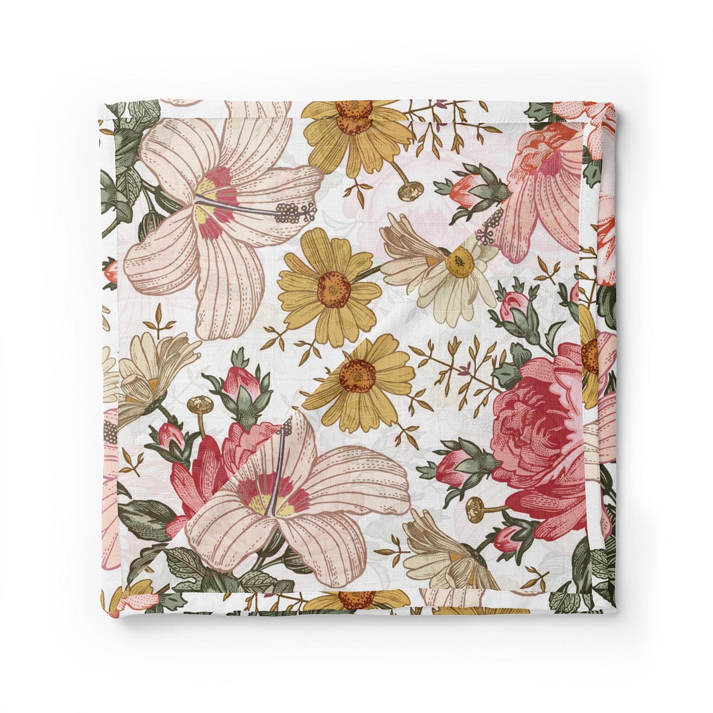 Couverture en mousseline de bambou | Fleurs Rétro