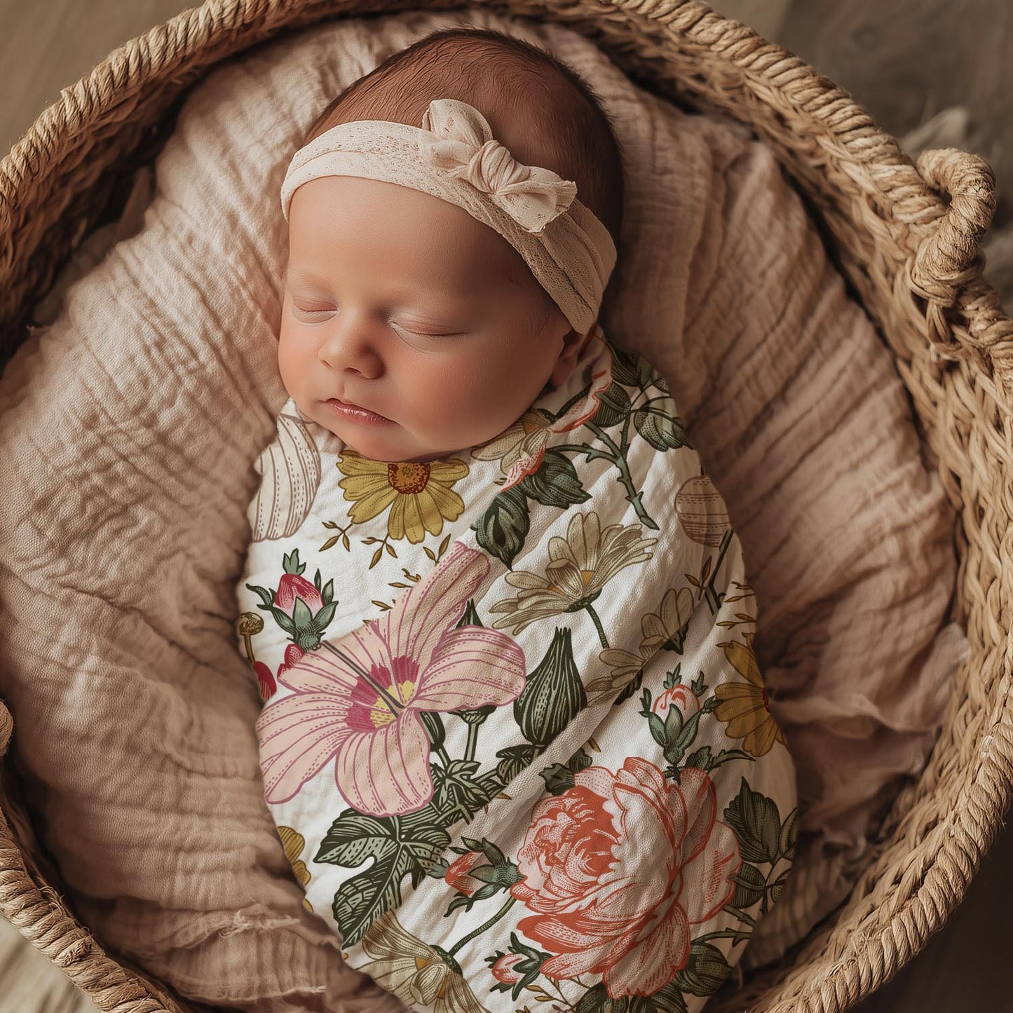 Couverture en mousseline de bambou | Fleurs Rétro