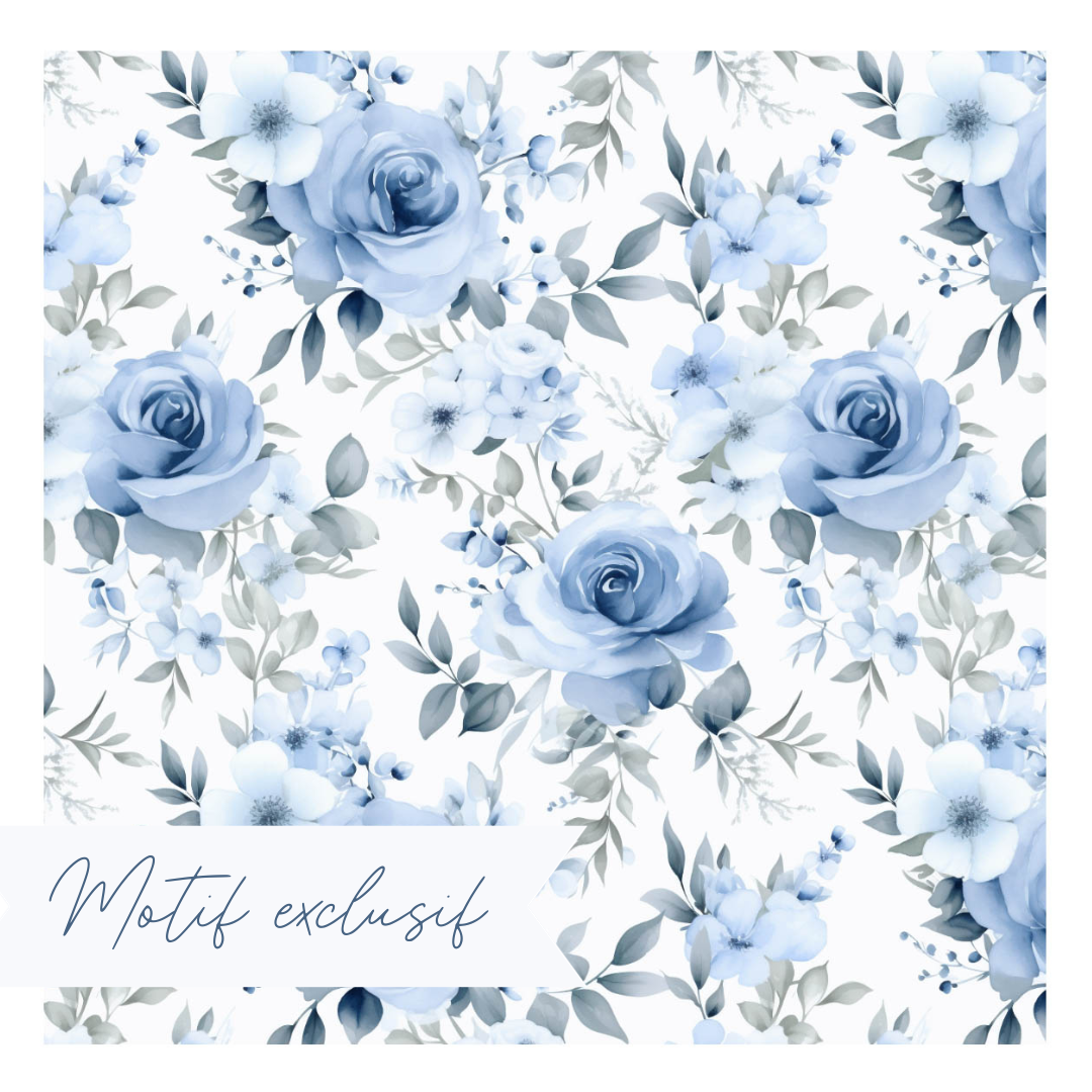 Couverture en minky pour adulte | Fleurs Bleues Aquarelle