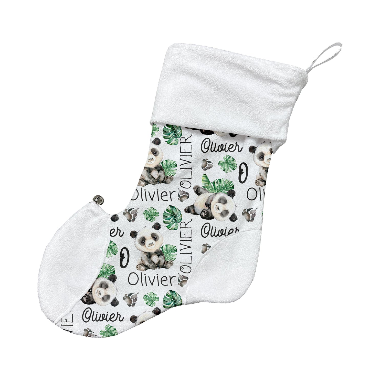 Bas de Noël | Panda et feuillage prénom répétitif