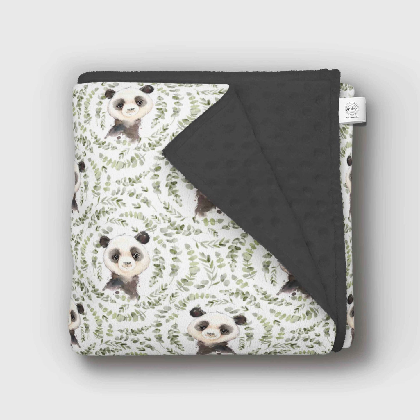 Doudou en minky | Panda Feuillage Olive