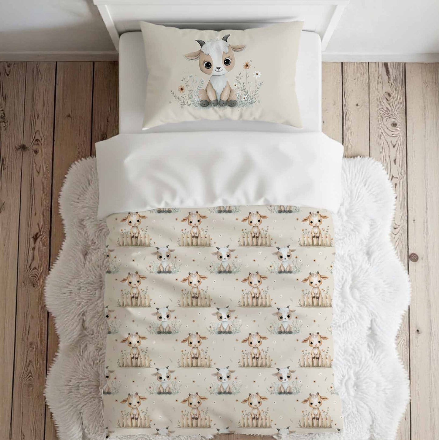 Literie pour lit simple | Chèvres et marguerites